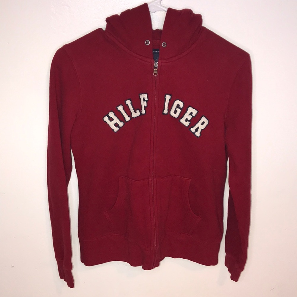 Tommy Hilfiger red zipper sweater for women